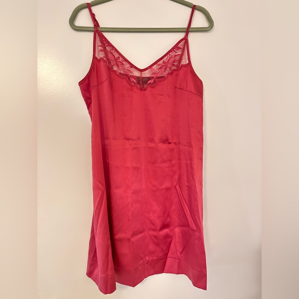 La Perla Silk Vibrant Pink Chemise with Lace